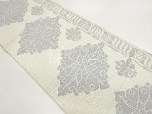 本場筑前博多縞に抽象丸文・花菱模様織出し名古屋帯